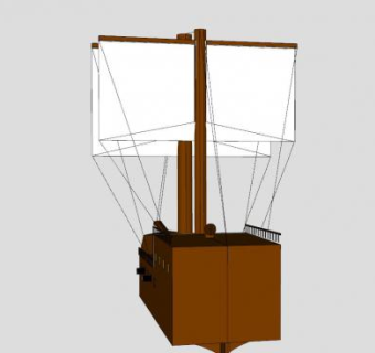 小型双桅海盗船SU模型下载_sketchup草图大师SKP模型