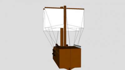 小型双桅海盗船SU模型下载_sketchup草图大师SKP模型