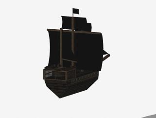 黑珍珠号海盗帆船SU模型下载_sketchup草图大师SKP模型