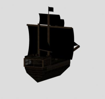 黑珍珠号海盗帆船SU模型下载_sketchup草图大师SKP模型