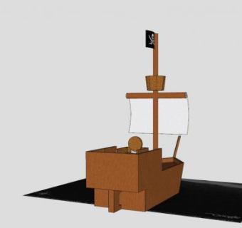 单桅海盗帆船SU模型下载_sketchup草图大师SKP模型