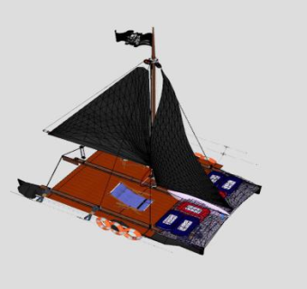 三角帆钓鱼木筏SU模型下载_sketchup草图大师SKP模型