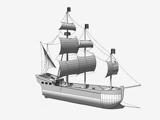 卡拉维尔帆船SU模型下载_sketchup草图大师SKP模型