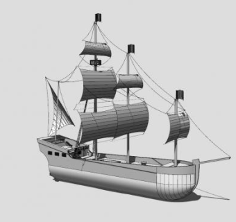 卡拉维尔帆船SU模型下载_sketchup草图大师SKP模型