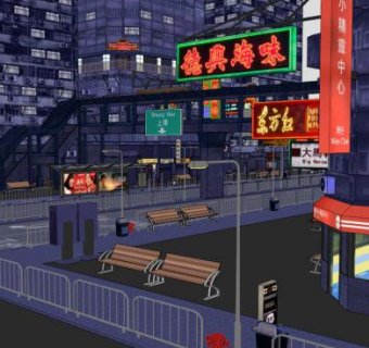 香港夜景户外灯SU模型下载_sketchup草图大师SKP模型