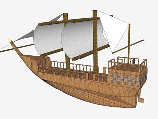 风帆时代帆船SU模型下载_sketchup草图大师SKP模型