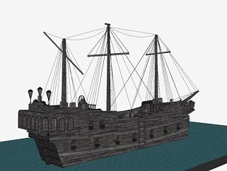 <em>加勒比海盗</em>船SU模型下载_sketchup草图大师SKP模型