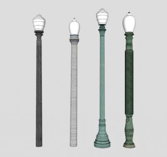 中式橡子路灯SU模型下载_sketchup草图大师SKP模型