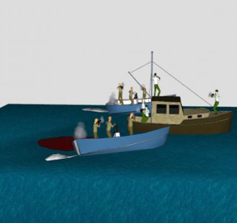 海上巡逻船和违法船只SU模型下载_sketchup草图大师SKP模型