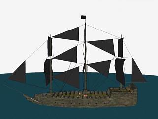 大型海盗船SU模型下载_sketchup草图大师SKP模型