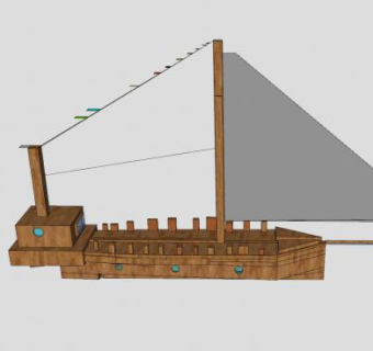 单桅海盗木帆船SU模型下载_sketchup草图大师SKP模型