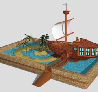 度假船屋SU模型下载_sketchup草图大师SKP模型