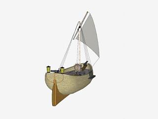 三角船帆帆船SU模型下载_sketchup草图大师SKP模型