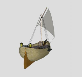 三角船帆帆船SU模型下载_sketchup草图大师SKP模型