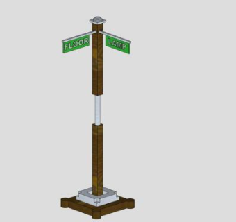 路标落地灯SU模型下载_sketchup草图大师SKP模型