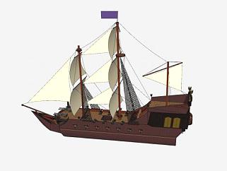 多桅<em>海盗船</em>SU模型下载_sketchup草图大师SKP模型