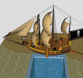 海盗船游戏场地SU模型下载_sketchup草图大师SKP模型