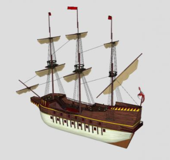 西班牙大帆船SU模型下载_sketchup草图大师SKP模型
