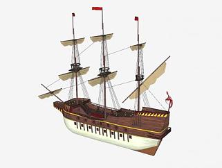 西班牙大帆船SU模型下载_sketchup草图大师SKP模型
