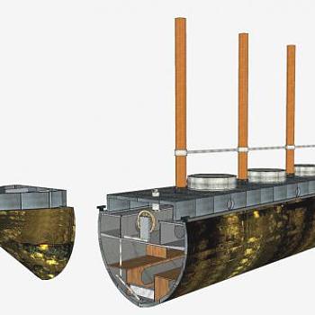 铁壳海盗船SU模型下载_sketchup草图大师SKP模型