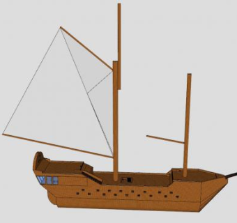 单桅海盗船SU模型下载_sketchup草图大师SKP模型