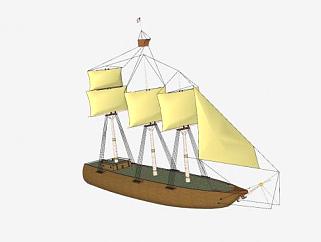 美国帆船SU模型下载_sketchup草图大师SKP模型