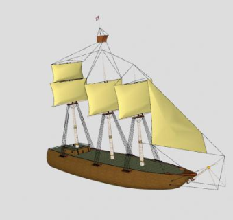 美国帆船SU模型下载_sketchup草图大师SKP模型