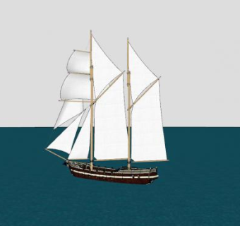 双桅纵帆船SU模型下载_sketchup草图大师SKP模型