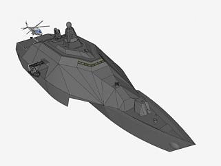 多用途护卫舰SU模型下载_sketchup草图大师SKP模型