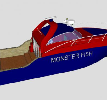 小型钓鱼船艇SU模型下载_sketchup草图大师SKP模型