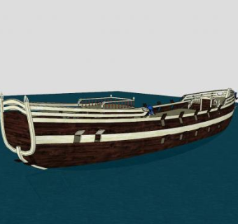 炮舰木船SU模型下载_sketchup草图大师SKP模型