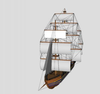 多桅横帆海盗船SU模型下载_sketchup草图大师SKP模型