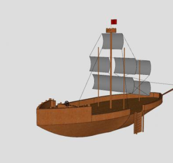 老式帆船SU模型下载_sketchup草图大师SKP模型