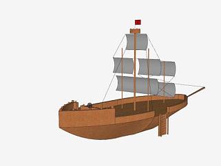 老式帆船SU模型下载_sketchup草图大师SKP模型