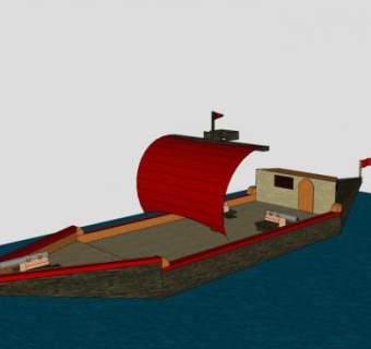 单桅炮舰海盗船SU模型下载_sketchup草图大师SKP模型