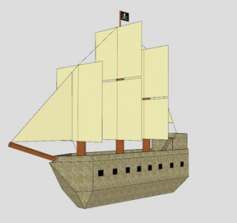 横帆海盗船SU模型下载_sketchup草图大师SKP模型