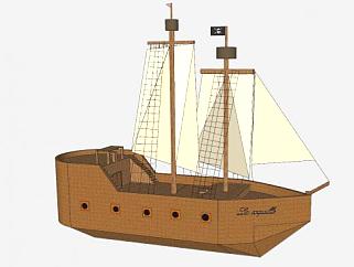 纵帆帆船SU模型下载_sketchup草图大师SKP模型