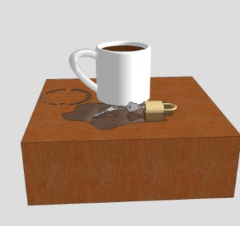 咖啡洒在挂锁上SU模型下载_sketchup草图大师SKP模型