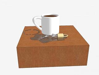 咖啡洒在挂锁上SU模型下载_sketchup草图大师SKP模型