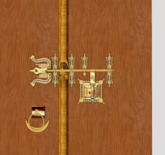 复古黄铜五金门锁SU模型下载_sketchup草图大师SKP模型