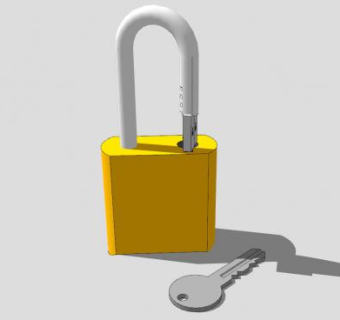 黄铜挂锁和钥匙SU模型下载_sketchup草图大师SKP模型