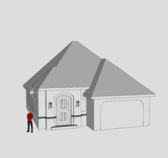 现代欧式大门房屋SU模型下载_sketchup草图大师SKP模型