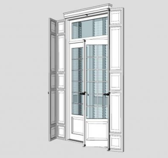 法式双扇玻璃门SU模型下载_sketchup草图大师SKP模型