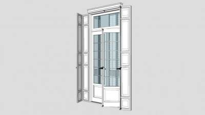 法式双扇玻璃门SU模型下载_sketchup草图大师SKP模型