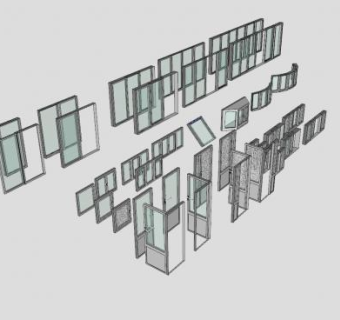 不同类型玻璃门窗SU模型下载_sketchup草图大师SKP模型