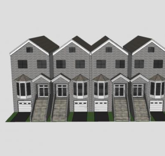 联排别墅门窗SU模型下载_sketchup草图大师SKP模型