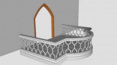 庭院拱门带阳台SU模型下载_sketchup草图大师SKP模型
