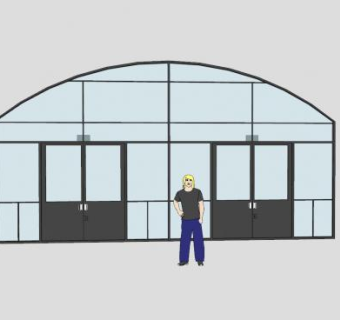 商业弧形玻璃门SU模型下载_sketchup草图大师SKP模型