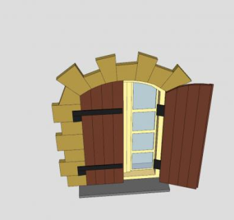法式双开窗SU模型下载_sketchup草图大师SKP模型