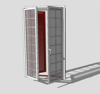 法式玻璃百叶门窗SU模型下载_sketchup草图大师SKP模型